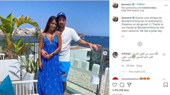Lionel Messi menghabiskan liburan musim panas di Ibiza, Spanyol (Instagram)