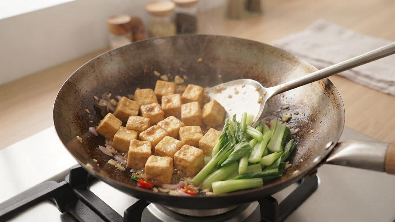 Resep Batang Sawi Tumis Tahu dan Jamur