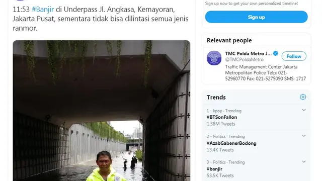 Banjir di Underpass Jalan Angkasa Kemayoran