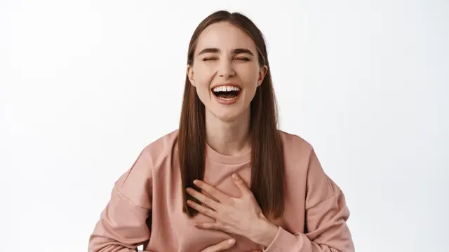 Ilustrasi wanita tertawa, lucu