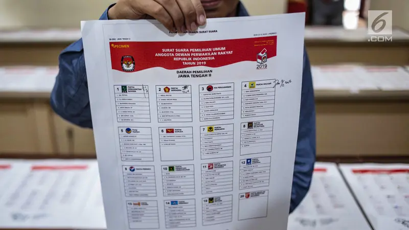 KPU Validasi Nama Caleg di Surat Suara Pemilu 2019