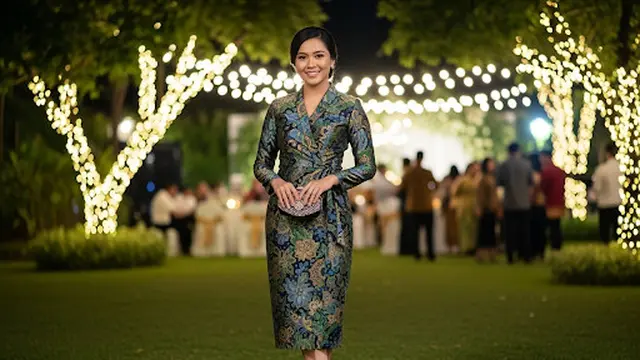 Batik Wrap Dress Slim Fit Midi