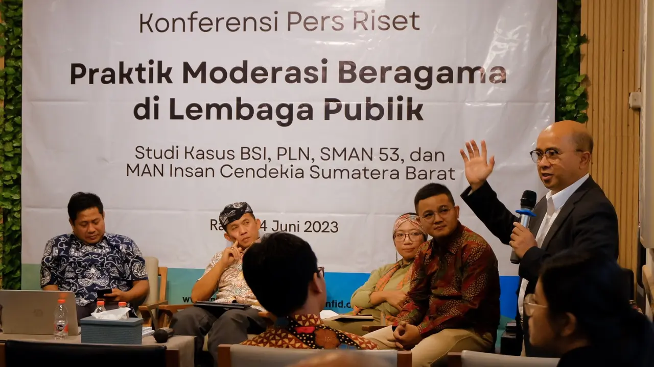 Konferensi pers riset praktik moderasi beragama di lembaga publik. (Liputan6.com/ ist)
