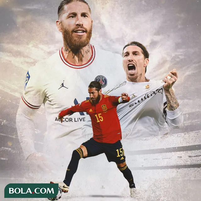 Ilustrasi - Sergio Ramos Real Madrid, PSG dan Spanyol