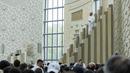 Mustafa Kader, Muezzin dan Imam, berkhotbah di Masjid Pusat Cologne, di Cologne, Jerman, Jumat (14/10/2022). Panggilan Azan untuk pertama kali dikumandangkan dari salah satu masjid terbesar Jerman di Cologne pada Jumat - tetapi dengan volume terbatas. Ini adalah bagian dari proyek yang disepakati dengan pihak berwenang di kota yang memiliki salah satu komunitas Muslim terbesar di negara itu. (Rolf Vennenbernd/dpa via AP)