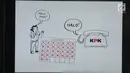 Sebuah layar monitor karikatur pemberantasan korupsi yang terpasang di lobi Gedung KPK, Jakarta, Selasa (20/3). Karikatur tersebut sebagai contoh proses pencegahan korupsi sejak dini. (Merdeka.com/Dwi Narwoko)