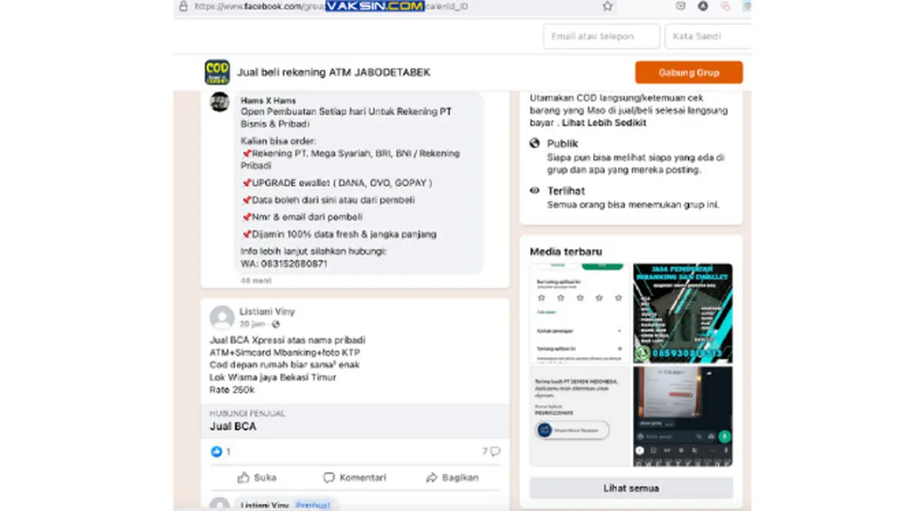 Rekening bank bodong