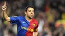 Barcelona&#039;s midfielder Xavi Hernandez celebrates after scoring during a Spanish League football match against Malaga on March 22, 2009 at the Camp Nou stadium in Barcelona. AFP PHOTO/LLUIS GENE