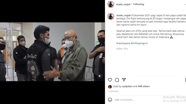 Putra mendiang Idang Rasjidi, Shadu Rasjidi saat bertemu dengan Arifin Panigoro (Foto: Instagram/@shadu_rasjidi)