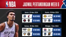 Jadwal pertandingan bola basket NBA Season 2024/25 pada week ke 6 di Vidio. (sum. doc. vidio.com)