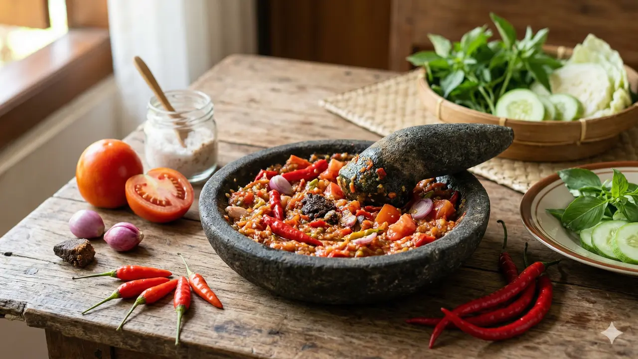 Cara Membuat Sambal Terasi Tomat (Foto: Gemini AI)