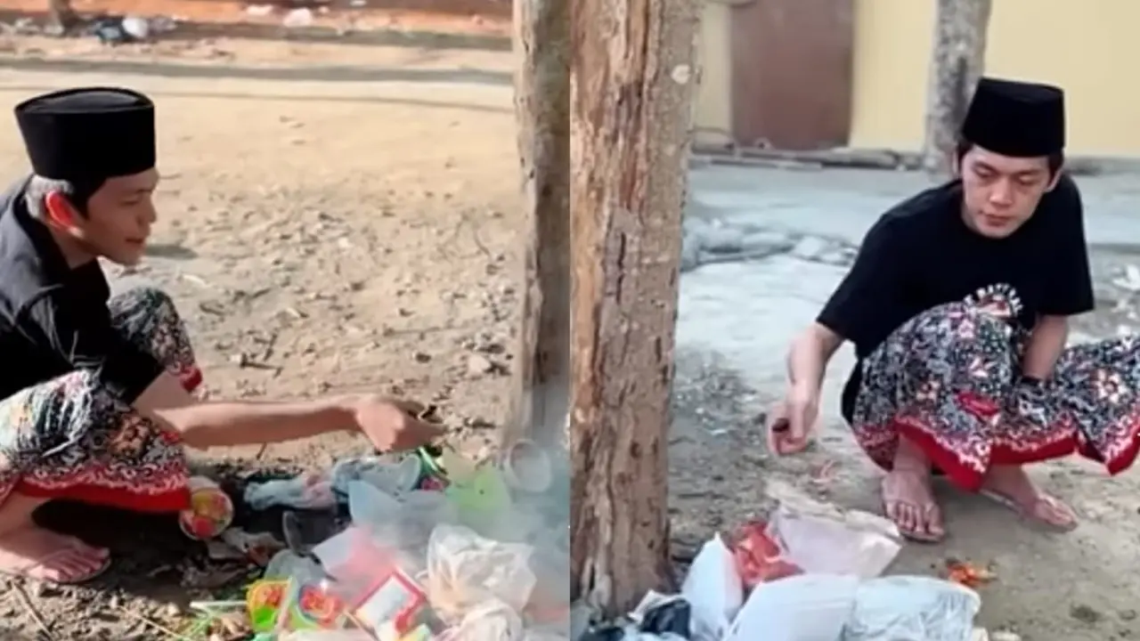 Momen Gus Iqdam Bakar Sampah Curi Perhatian ST Nyell Jalur Online