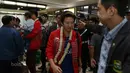 Juara Dunia Bulutangkis Ganda campuran Indonesia Liliyana Natsir saat tiba di Bandara Soekarno-Hatta, Cengkareng (29/8/2017). Tontowi/Liliyana meraih medali emas pada kejuaraan dunia di Glasgow. (Bola.com/Nicklas Hanoatubun)