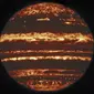 Butuh ratusan eksposur untuk mendapat gambar tajam Jupiter ini di infra merah. (Gemini Observatory)