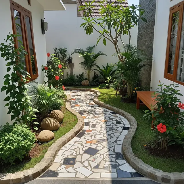 9 Ide Jalan Setapak Taman dari Pecahan Keramik Sisa Renovasi, Unik Tanpa Banyak Biaya