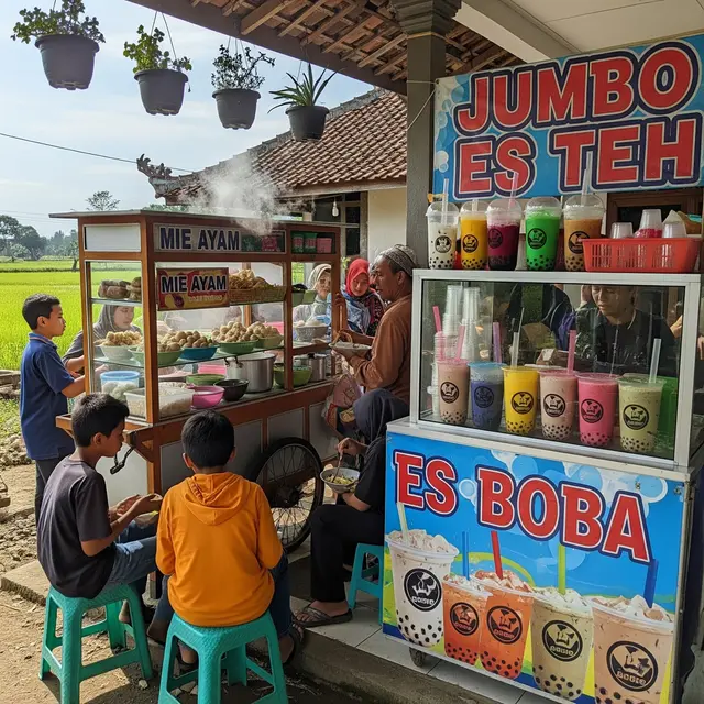 Kombinasi 2 Usaha di Rumah Dekat Lapangan Desa (AI)