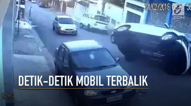 Detik-detik mobil menabrak mobil lain yang tengah parkir terekam kamera cctv.