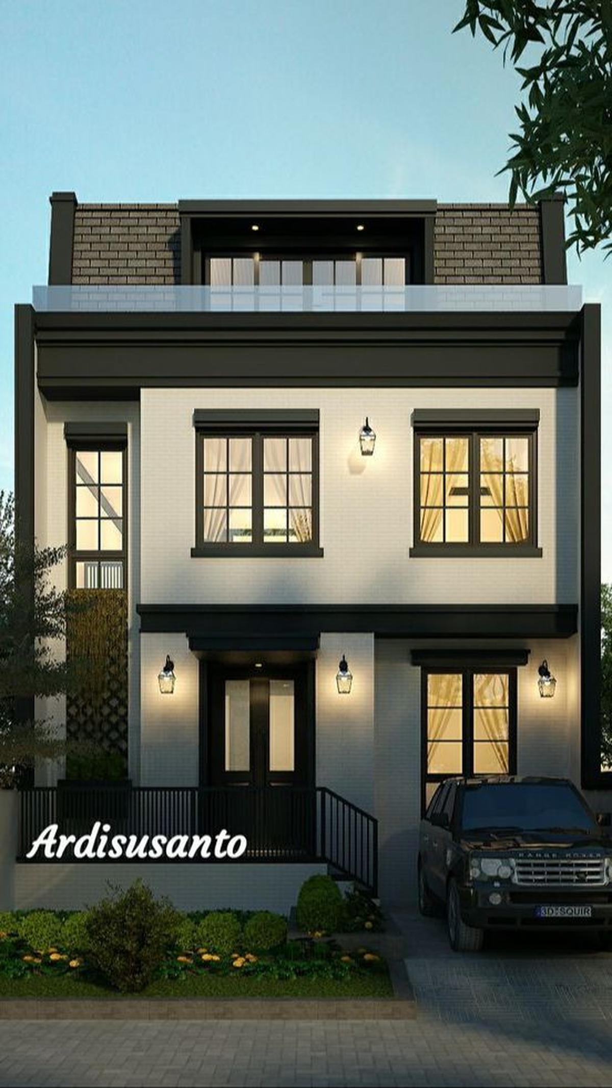 Rumah Minimalis 2 Lantai Type 36 Pojok dengan Style Batu Hitam