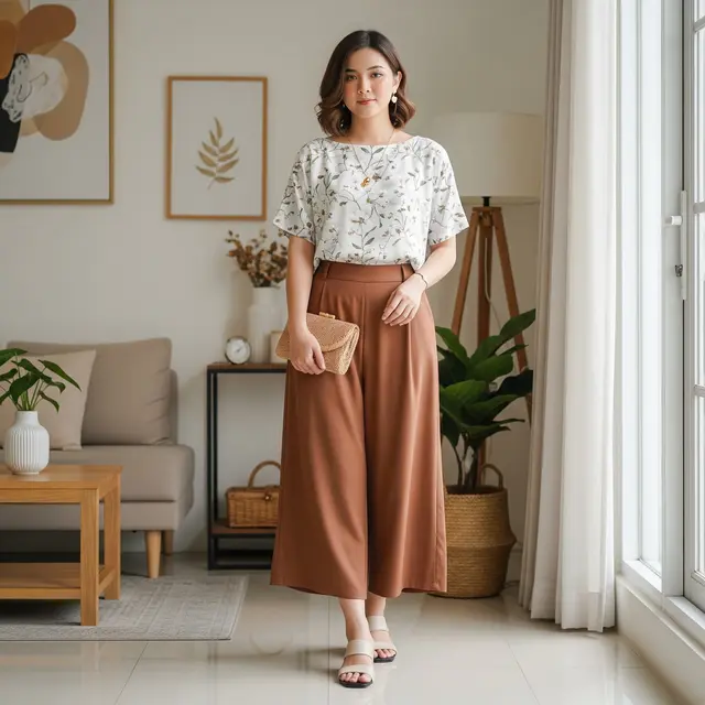 Trend Baju Set Motif Floral dan Celana Polos untuk Lebaran (Gemini AI)