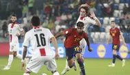 Aksi pemain muda Timnas Spanyol, Lamine Yamal dalam laga kontra tuan rumah Georgia pada lanjutan Kualifikasi Euro 2024, Sabtu (9/9/2023) dini hari WIB.