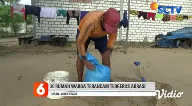 Kerusakan parah menimpa rumah warga di pesisir utara Desa Margosuko, Kabupaten Tuban, Jawa Timur, akibat diterjang ombak besar. Pondasi bangunan rumah juga menggantung, akibat habis terkikis ombak laut. Tak hanya itu, sekitar 30 bangunan warga teranc...