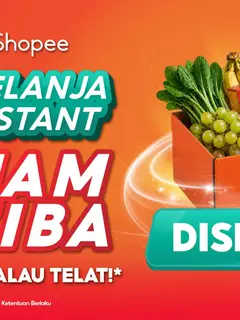 Shopee luncurkan belanja instant 1 jam tiba untuk penuhi kebutuhan harian pengguna. Nikmati juga promo diskon 50% untuk berbelanja kebutuhan harian, mulai dari makanan segar, makanan beku, obat-obatan hingga perlengkapan lainnya di Shopee. / Foto dok Shopee.