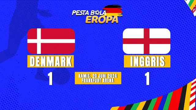 Berita Video, hasil statistik Piala Eropa 2024 antara Inggris Vs Denmark pada Kamis (20/6/2024)