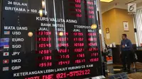 Tabel data kurs valuta asing yang berada di Bank BUMN, Jakarta, Selasa (17/4). Mengacu data Bloomberg, rupiah siang ini pukul 12.00 WIB di pasar spot exchange sebesar Rp 13.775 per dolar AS atau menguat 4,7 poin. (Liputan6.com/Angga Yuniar)