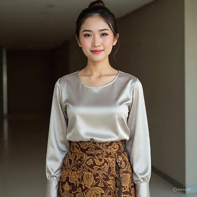 Model Baju Pesta Atasan Polos Bawahan Batik