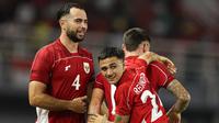 Pemain Timnas Indonesia, Eliano Reijnders merayakan gol timnya dalam laga FIFA Matchday melawan Chinese Taipei di Stadion Gelora Bung Tomo (GBT), Surabaya, Jumat (06/07/2025). (Bola.com/Abdul Aziz)