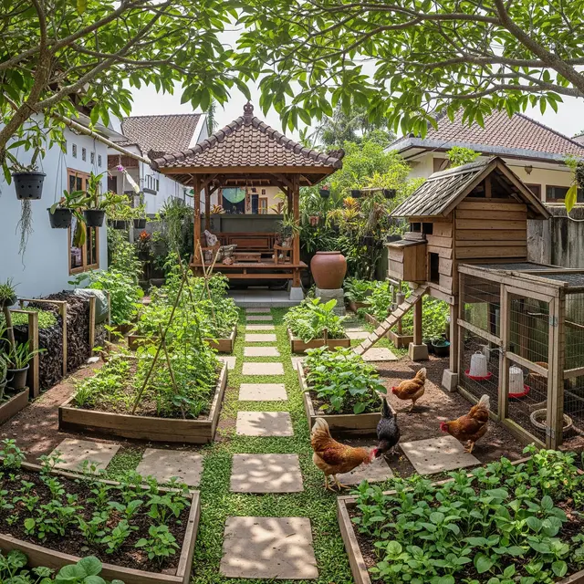 9 Desain Halaman Rumah Kombinasi Kebun dan Kandang Ayam, Solusi Urban Farming Estetik