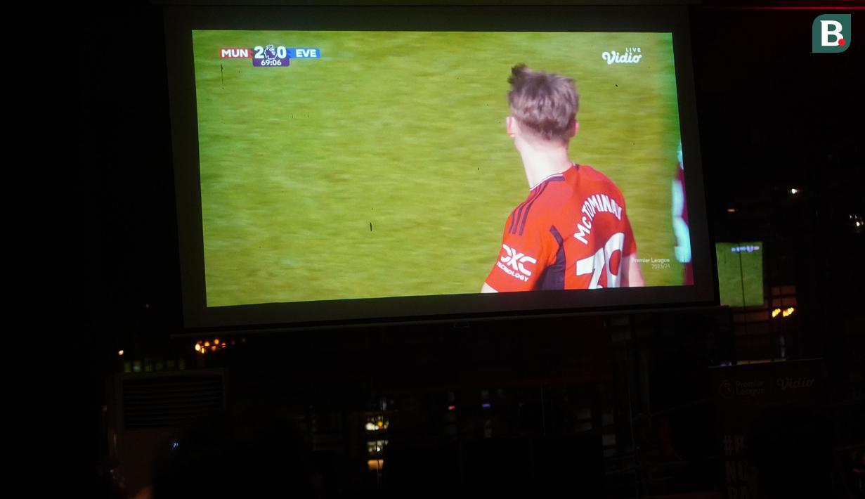 Tangkapan layar Roaring Night pertandingan Liga Inggris 2023/2024 antara Manchester United versus Everton di Brewerkz, The Breeze BSD City, Tangerang, Sabtu (9/3/2024) malam WIB. (Bola.com/Afi)
