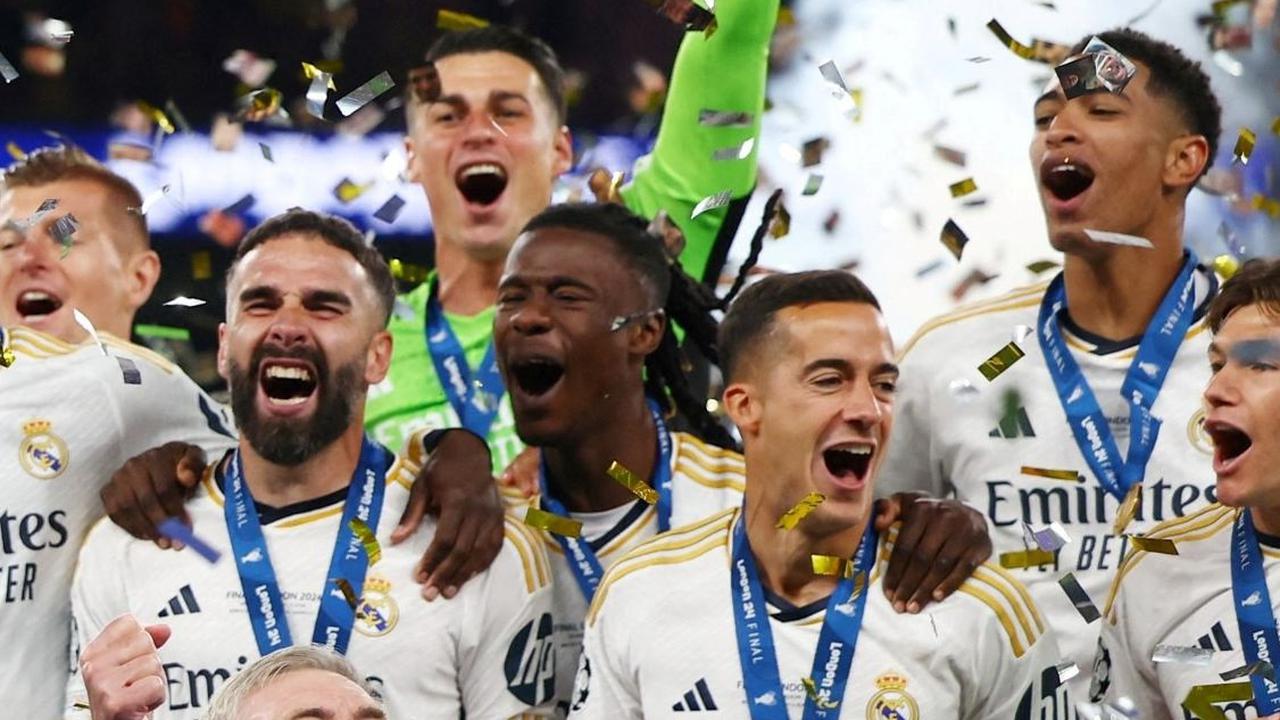 Pada laga final yang digelar di Wembley, London, Real Madrid awalnya mendapat tekanan sepanjang babak pertama dan awal babak kedua. Foto: REUTERS<br>