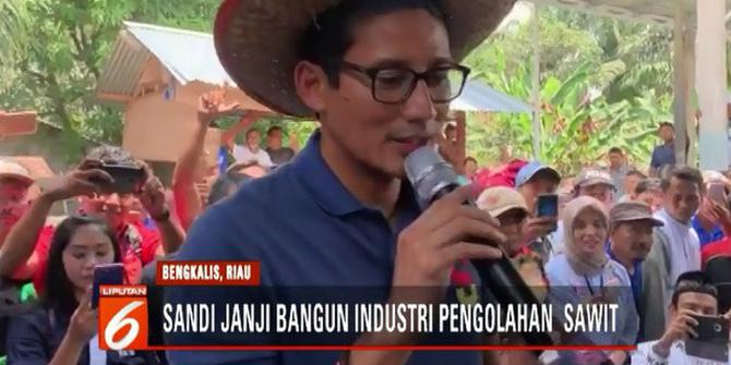 Temui Petani di Riau, Sandi Janji Bangun Industri Pengolahan Kelapa Sawit