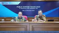 Paparan publik PT Krakatau Steel Tbk (KRAS), Rabu (22/11/2023). (Foto: tangkapan layar/Elga N)