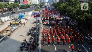 Mereka berasal dari gabungan beberapa aliansi buruh se-Indonesia. (Liputan6.com/Johan Tallo)