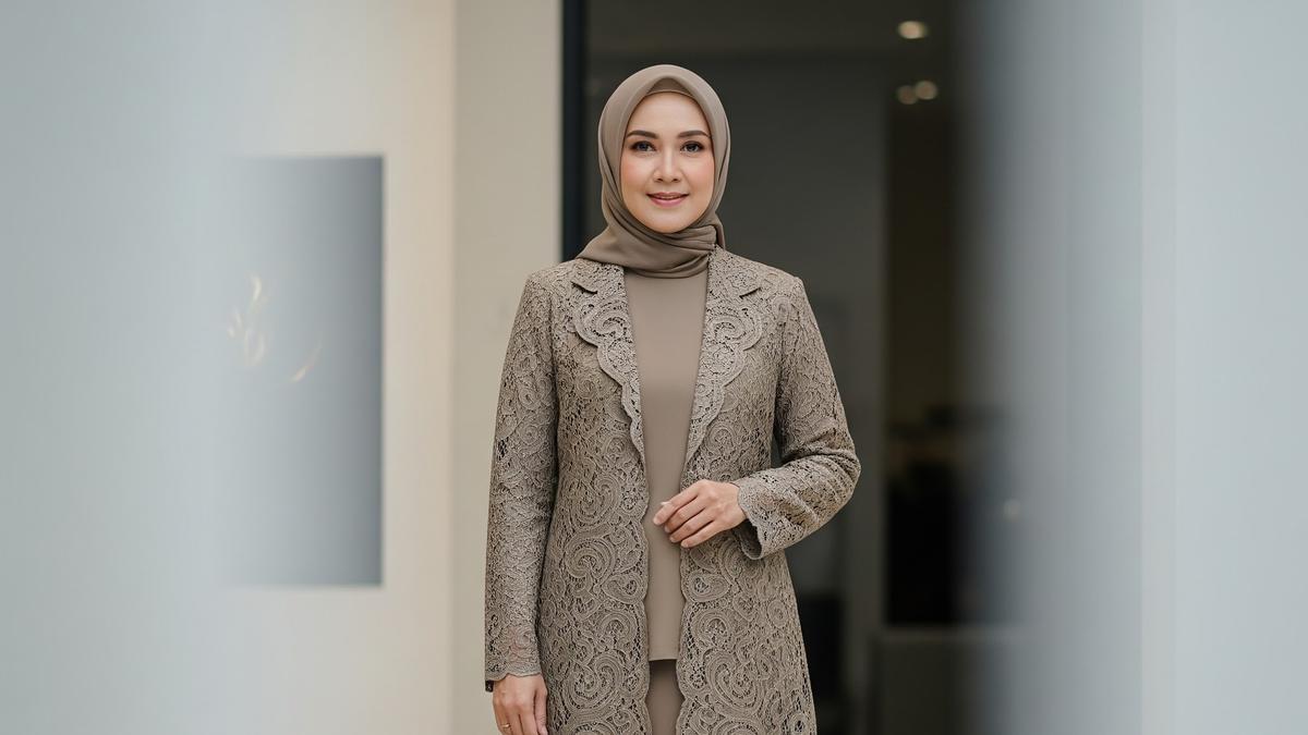 Gamis Blazer Brokat untuk Wanita 50 Tahun Bagusnya Kombinasi Bahan Apa?