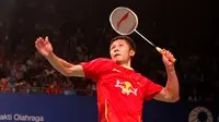 Tuan rumah mendominasi perhelatan China Masters Grand Prix Gold 2017 dengan meraih tiga gelar, Minggu (23/4/2017), salah satunya melalui Tian Houwei. (BWF) 