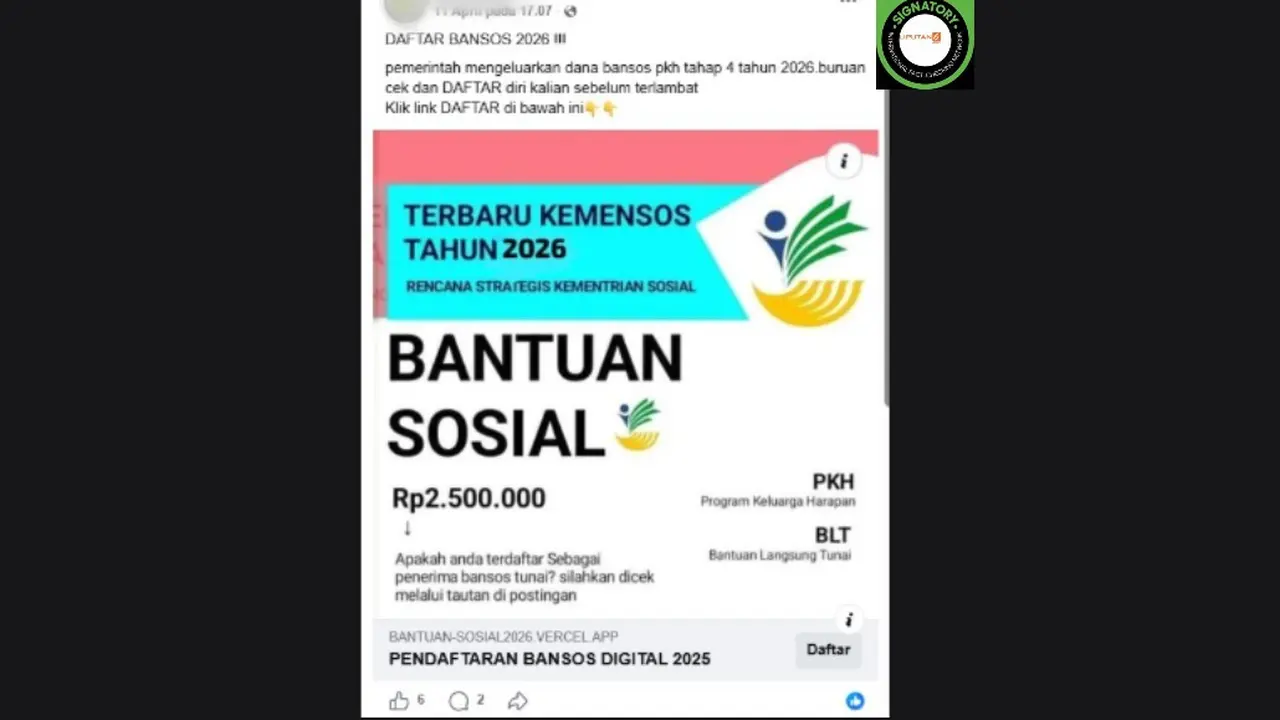 Cek Fakta Liputan6.com mendapati klaim link untuk mengecek status bansos Program Keluarga Harapan (PKH) tahap 4 tahun 2026