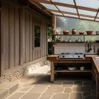 Model Dapur Semi Outdoor yang Cocok untuk Rumah Kampung (AI)