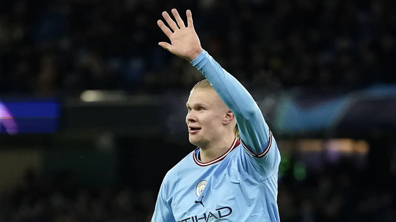 Foto: Erling Haaland Tak Terbendung, Cetak 5 Gol dan Bawa Manchester City Lolos ke Babak Perempat Final Liga Champions