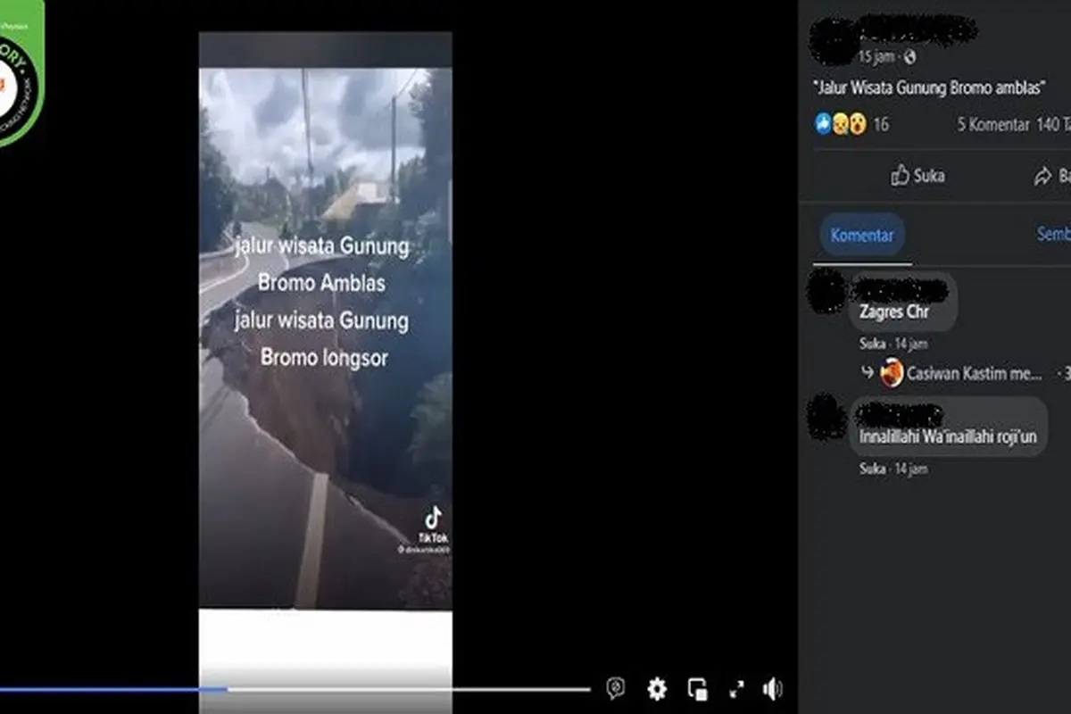 Gambar Tangkapan Layar Video yang Diklaim Jalur ke kawasan Wisata Gunung Bromo Amblas (sumber: Facebook).