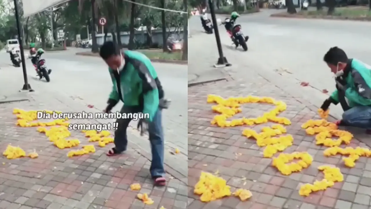 Bangkitkan Semangat Saat Sepi Orderan, Driver Ojol Ini Lakukan Aksi yang Bikin Haru