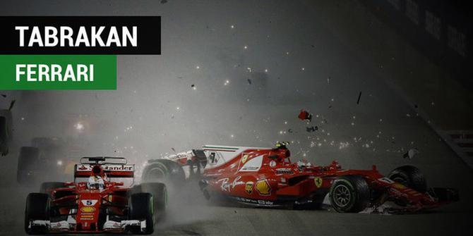 VIDEO: Insiden Tabrakan Ferrari pada Awal Balapan F1 GP Singapura