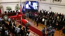 Mendiang mantan Presiden Chile Sebastian Pinera disemayamkan di Gedung Kongres Nasional, Santiago pada tanggal 7 Februari 2024. (RODRIGO ARANGUA/AFP)