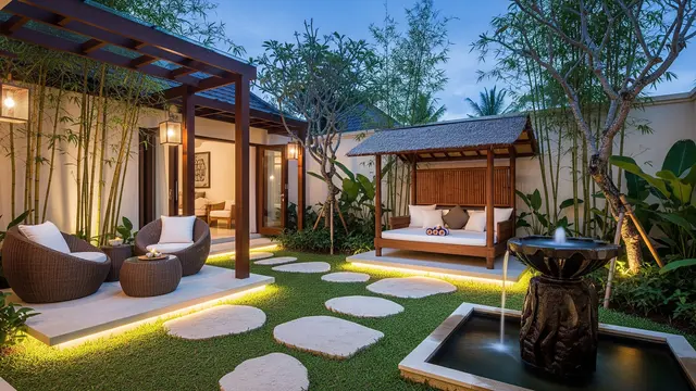 Model Courtyard Khas Bali Modern (AI Generated)