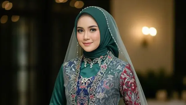 Gamis Batik Brokat Kombinasi Satin Mewah