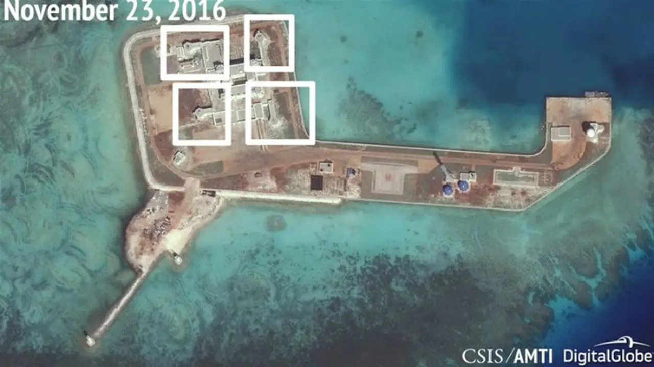 Gambar satalit pengerahan senjata di Laut China Selatan oleh China