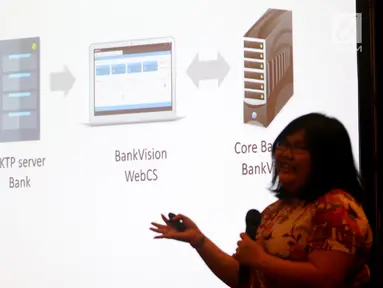 Compliance & Presales Section Head PT Multipolar Technology Tbk Cindy Wiana menjelaskan metode penerapan Pernyataan Standar Akuntansi Keuangan (PSAK) 71 di Jakarta, Senin (23/7). Multipolar Technology menghadirkan VisionIFRS. (Liputan6.com/HO/Palar)