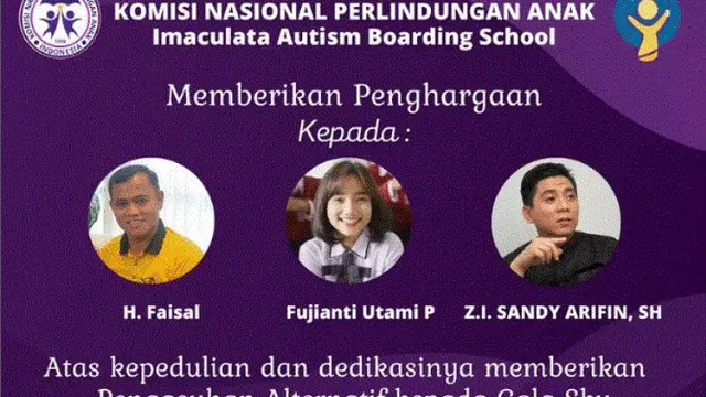 Haji Faisal, Fuji dan Sandy Arifin dapat penghargaan dari Komisi Nasional Perlindungan Anak